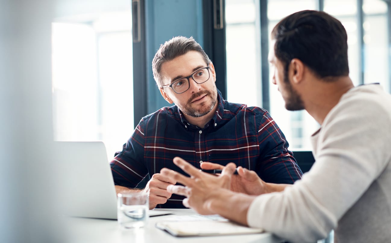 Business people discussing work