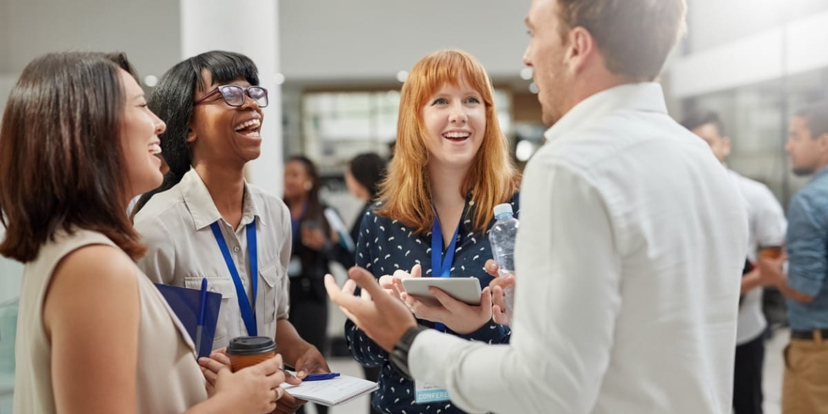 Man charms female colleagues