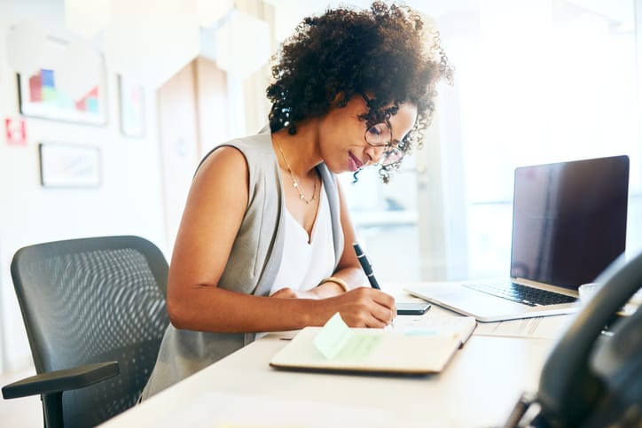 woman working at her desk