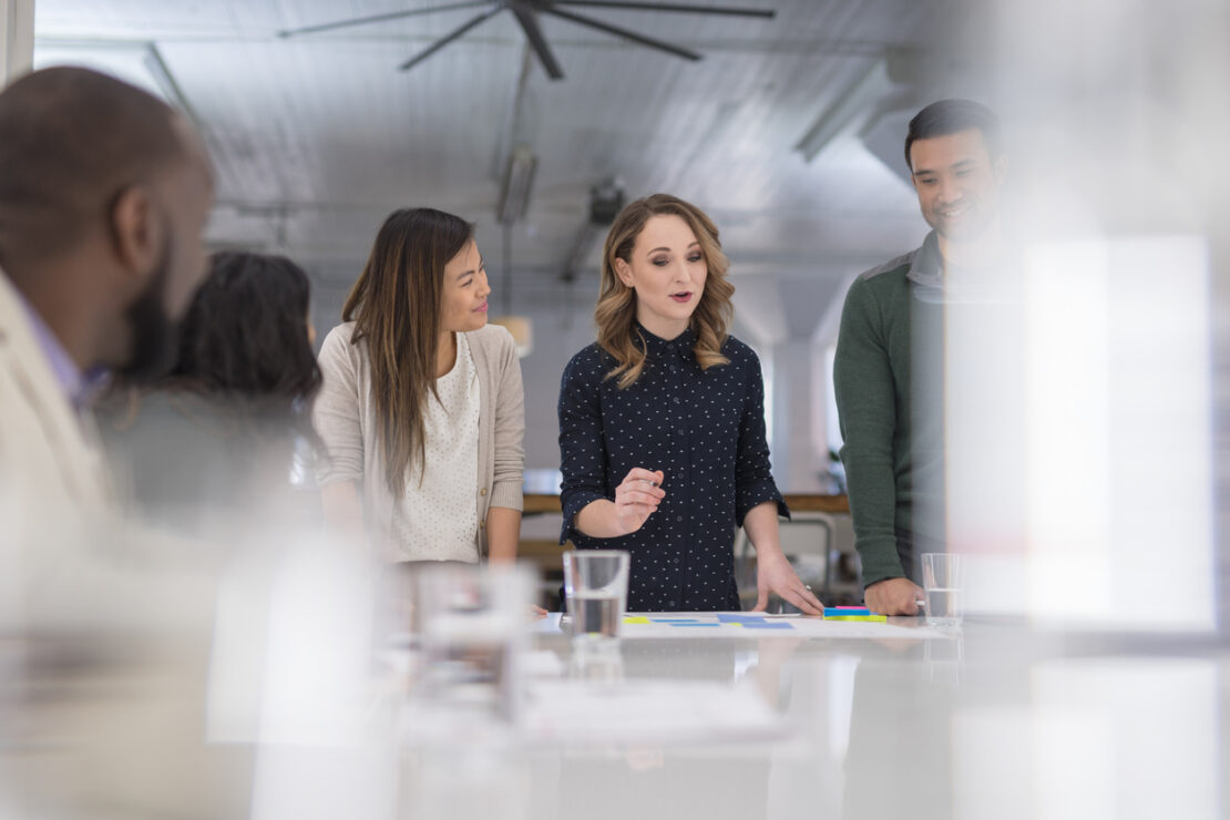 Focused group of employees within a meeting