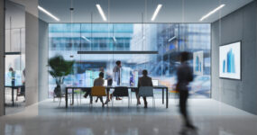 Blurred image of an open office space