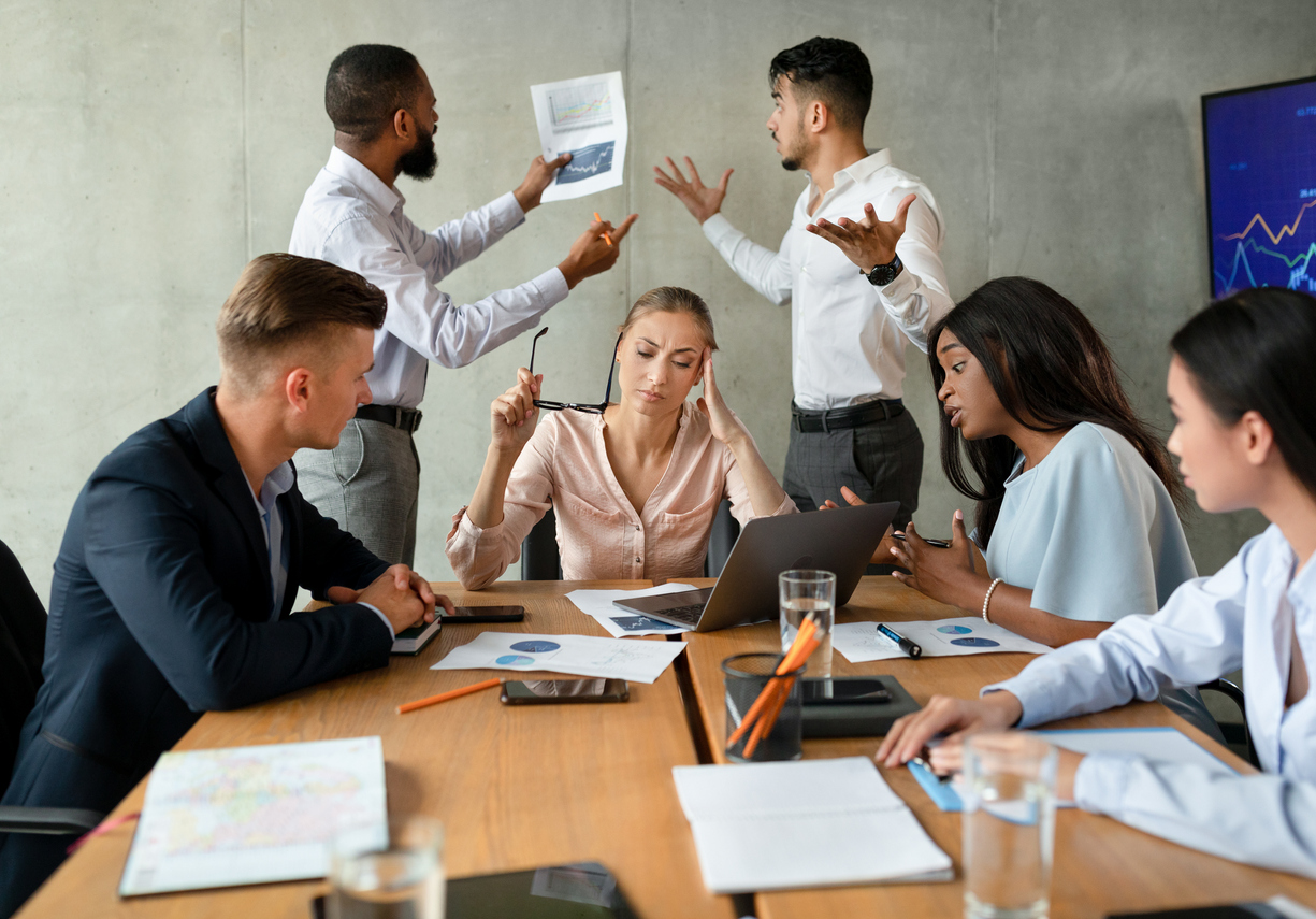 Massive conflict between groups of employees during a meeting