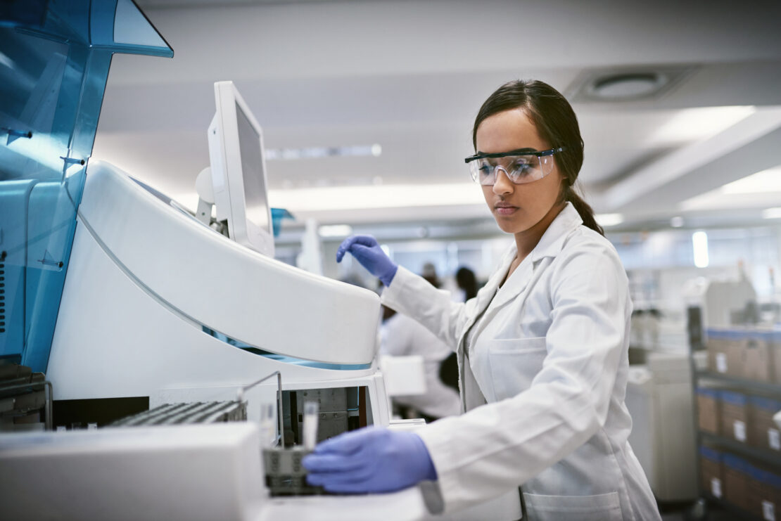 Stem scientist testing in the lab